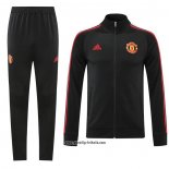 Jacke Trainingsanzug Manchester United 2022-2023 Schwarz