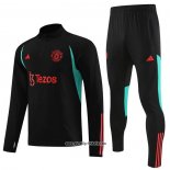 Sweatshirt Trainingsanzug Manchester United Kinder 2023-2024 Schwarz