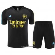 Trainingsanzug Arsenal Kurzarm 2023-2024 Schwarz - Kurze Hose