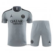 Trainingsanzug Paris Saint-Germain Jordan Kurzarm 2023-2024 Grau - Kurze Hose