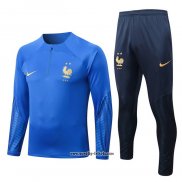 Sweatshirt Trainingsanzug Frankreich 2022-2023 Blau