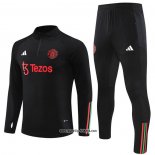 Sweatshirt Trainingsanzug Manchester United 2023-2024 Schwarz