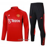 Sweatshirt Trainingsanzug Manchester United Kinder 2023-2024 Rot
