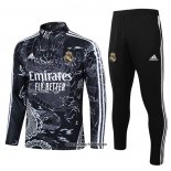 Sweatshirt Trainingsanzug Real Madrid 2023-2024 Schwarz