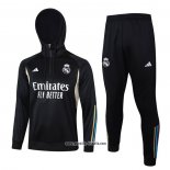 Sweatshirt Trainingsanzug Real Madrid Kinder 2023-2024 Schwarz y WeiB