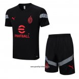 Trainingsanzug AC Milan Kurzarm 2022-2023 Schwarz - Kurze Hose