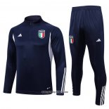 Sweatshirt Trainingsanzug Italien Kinder 2023-2024 Blau