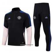 Sweatshirt Trainingsanzug Manchester United 2022-2023 Schwarz y Rosa