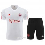 Trainingsanzug Manchester United Kurzarm 2023-2024 WeiB - Kurze Hose