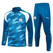 Sweatshirt Trainingsanzug Manchester City Kinder 2023-2024 Blau