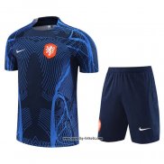 Trainingsanzug Niederlande Kurzarm 2022-2023 Blau - Kurze Hose