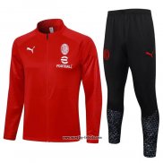 Jacke Trainingsanzug AC Milan 2023-2024 Rot