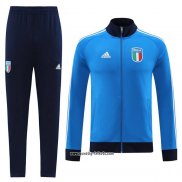 Jacke Trainingsanzug Italien 2022 Blau y Schwarz
