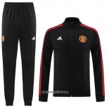 Jacke Trainingsanzug Manchester United 2023-2024 Schwarz