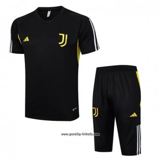 Trainingsanzug Juventus Kurzarm 2023-2024 Schwarz - Kurze Hose