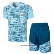 Trainingsanzug Manchester City Kurzarm 2023-2024 Blau - Kurze Hose