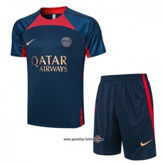 Trainingsanzug Paris Saint-Germain Kurzarm 2023-2024 Blau - Kurze Hose