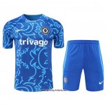 Trainingsanzug Chelsea Kurzarm 2022-2023 Blau - Kurze Hose