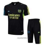 Trainingsanzug Arsenal Kurzarm 2023-2024 Schwarz - Kurze Hose