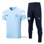 Trainingsanzug Manchester City Kurzarm 2022-2023 Blau