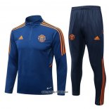 Sweatshirt Trainingsanzug Manchester United 2022-2023 Blau