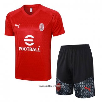 Trainingsanzug AC Milan Kurzarm 2023-2024 Rot - Kurze Hose