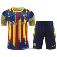 Trainingsanzug Barcelona Kurzarm 2023-2024 Gelb y Blau - Kurze Hose