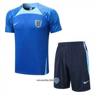 Trainingsanzug England Kurzarm 2022-2023 Blau - Kurze Hose