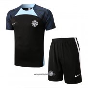 Trainingsanzug Inter Milan Kurzarm 2022-2023 Schwarz - Kurze Hose