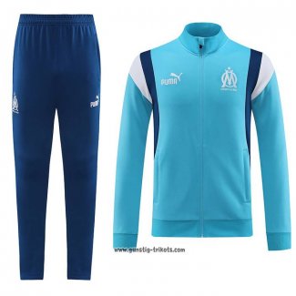 Jacke Trainingsanzug Olympique Marsella Kinder 2023-2024 Blau