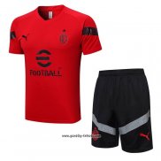 Trainingsanzug AC Milan Kurzarm 2022-2023 Rot - Kurze Hose