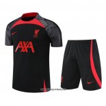 Trainingsanzug Liverpool Kurzarm 2022-2023 Schwarz - Kurze Hose