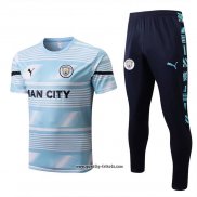 Trainingsanzug Manchester City Kurzarm 2022 Blau