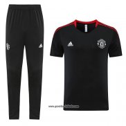 Trainingsanzug Manchester United Kurzarm 2023-2024 Schwarz