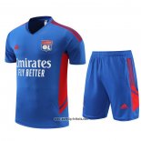 Trainingsanzug Olympique Lyon Kurzarm 2022-2023 Blau - Kurze Hose