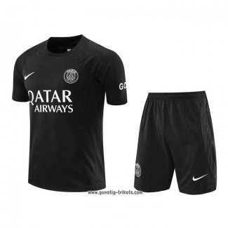 Trainingsanzug Paris Saint-Germain Kurzarm 2022-2023 Schwarz - Kurze Hose