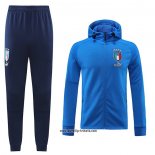 Trainingsanzug mit Kapuze Italien 2022-2023 Blau