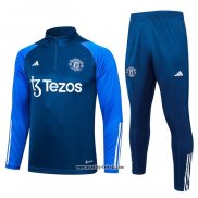 Sweatshirt Trainingsanzug Manchester United Kinder 2023-2024 Blau