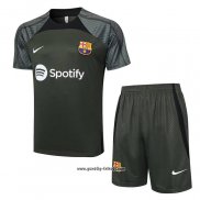 Trainingsanzug Barcelona Kurzarm 2023-2024 Grun Oscuro - Kurze Hose