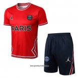 Trainingsanzug Paris Saint-Germain Jordan Kurzarm 2022-2023 Rot - Kurze Hose