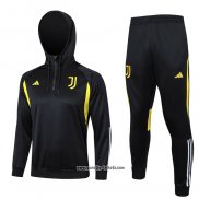 Sweatshirt Trainingsanzug Juventus Kinder 2023-2024 Schwarz