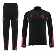 Sweatshirt Trainingsanzug Manchester United 2023-2024 Schwarz