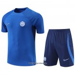 Trainingsanzug Inter Milan Kurzarm 2022-2023 Blau - Kurze Hose