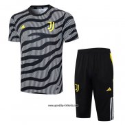 Trainingsanzug Juventus Kurzarm 2023 Schwarz - Kurze Hose