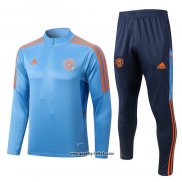 Sweatshirt Trainingsanzug Manchester United 2022-2023 Blau