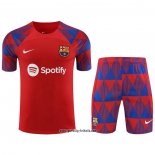 Trainingsanzug Barcelona Kurzarm 2023-2024 Rot - Kurze Hose