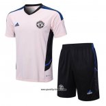 Trainingsanzug Manchester United Kurzarm 2022-2023 Rosa - Kurze Hose