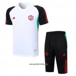 Trainingsanzug Manchester United Kurzarm 2023-2024 WeiB y Schwarz - Kurze Hose