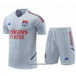 Trainingsanzug Olympique Lyon Kurzarm 2022-2023 Grau - Kurze Hose