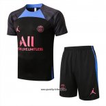 Trainingsanzug Paris Saint-Germain Jordan Kurzarm 2022-2023 Schwarz y Blau - Kurze Hose